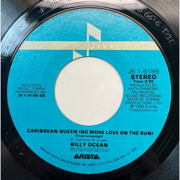 Billy Ocean Caribbean Queen / Instrumental 45 Funk Pop Soul Jive 9119 - Picture 1 of 4